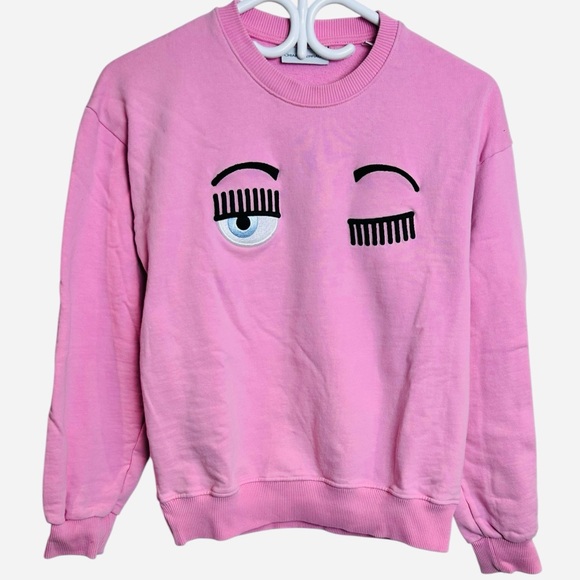 Chiara Ferragni Tops - Chiara Ferragni Flirting Eyes crewneck pink sweatshirt, XS
